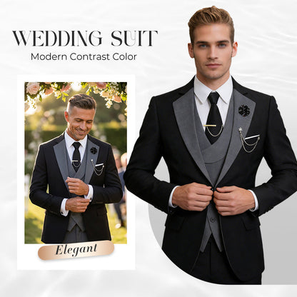 💎 50% DE RÉDUCTION ! 💎 Costume de Mariage Moderne aux Couleurs Contrastées – Coupe Slim, Ensemble 3 Pièces & Tissu Haute Qualité 💍