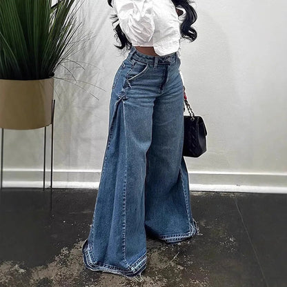 📢📢60 % de réduction !! ⏰Jean oversize à taille haute et jambes larges pour femme