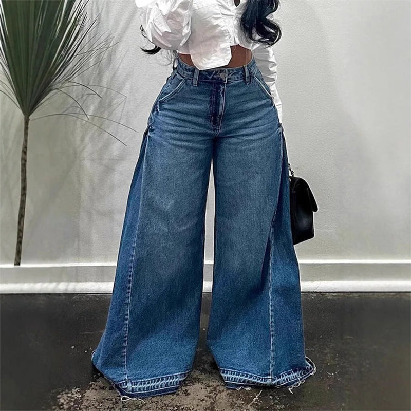 📢📢60 % de réduction !! ⏰Jean oversize à taille haute et jambes larges pour femme