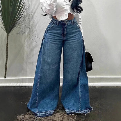 📢📢60 % de réduction !! ⏰Jean oversize à taille haute et jambes larges pour femme