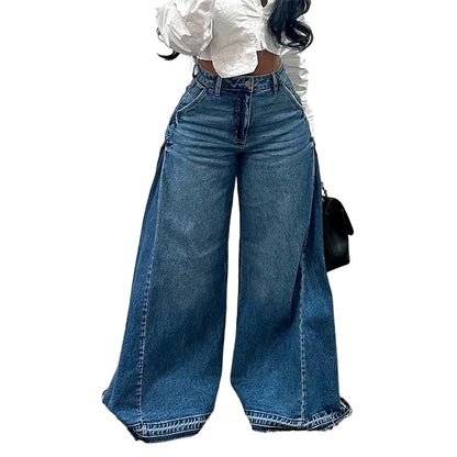 📢📢60 % de réduction !! ⏰Jean oversize à taille haute et jambes larges pour femme