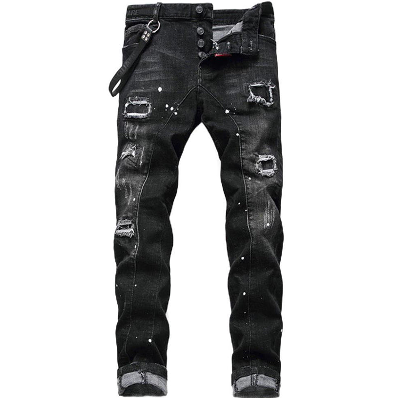 📢📢60 % de réduction !! ⏰Jean slim déchiré effet usé pour homme