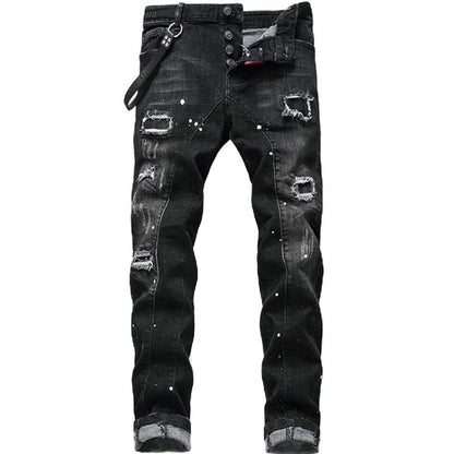 📢📢60 % de réduction !! ⏰Jean slim déchiré effet usé pour homme