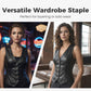 Gilet en cuir PU à col en V et boutonné sur le devant pour femme