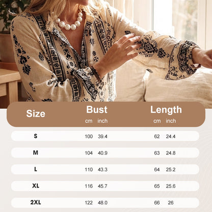Blouse bohème pour femme à manches lanterne et col volanté