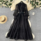 📢📢50 % de réduction !! ⏰ Robe Vintage à Manches Lanternes Brodées – Dentelle Délicate, Coupe Romantique & Élégance Rétro 🌸