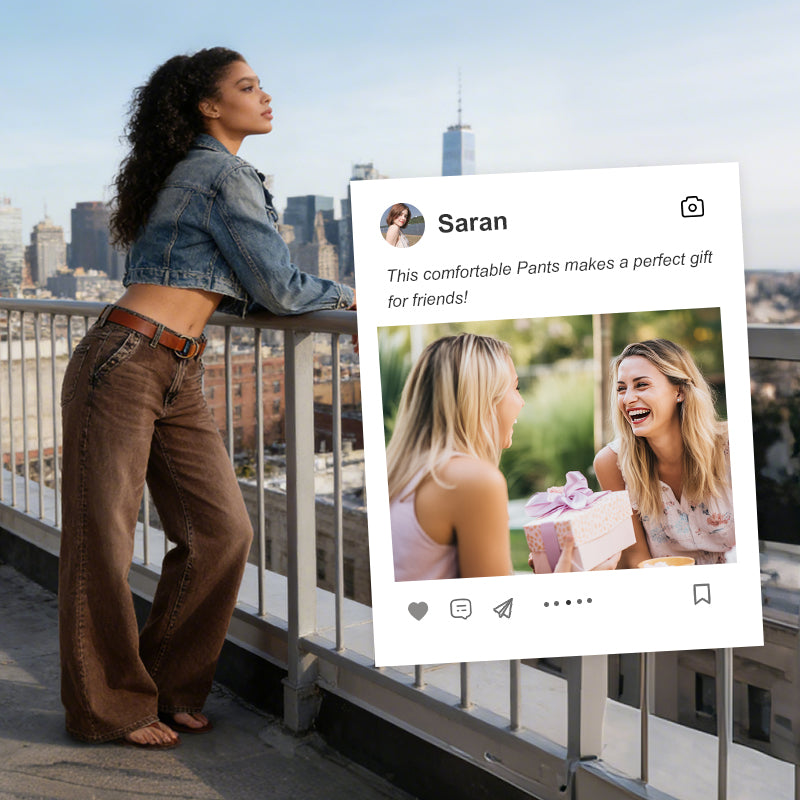 Jean taille haute à jambes larges avec détails de boutons