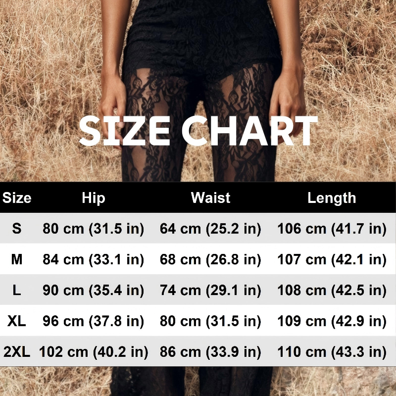 Pantalon évasé élégant en dentelle, taille haute