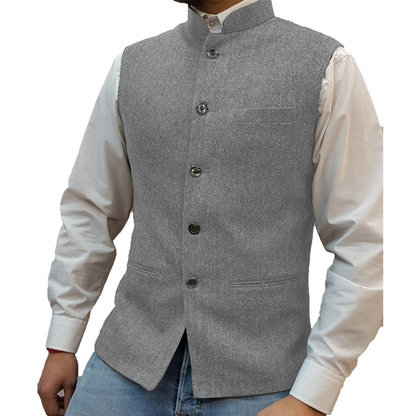 Gilet à chevrons pour homme avec col montant