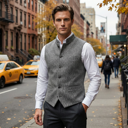 Gilet à chevrons pour homme avec col montant