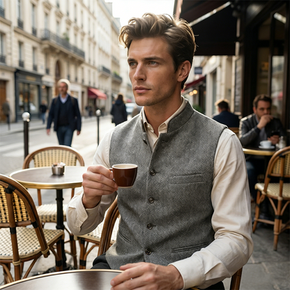 Gilet à chevrons pour homme avec col montant