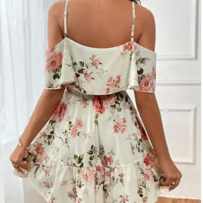 Robe bohème à imprimé floral et épaules dénudées pour femme