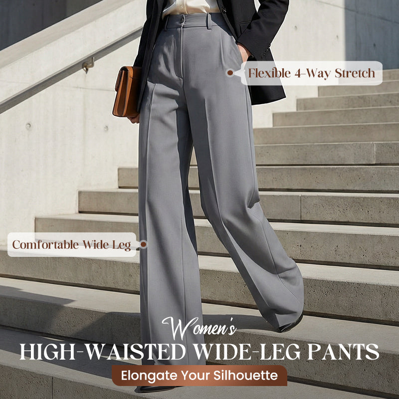 Pantalon taille haute à jambes larges pour femme