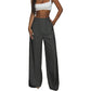 Pantalon taille haute à jambes larges pour femme
