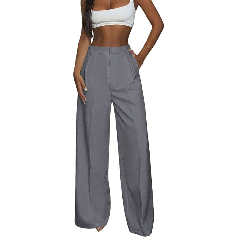 Pantalon taille haute à jambes larges pour femme