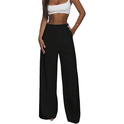 Pantalon taille haute à jambes larges pour femme