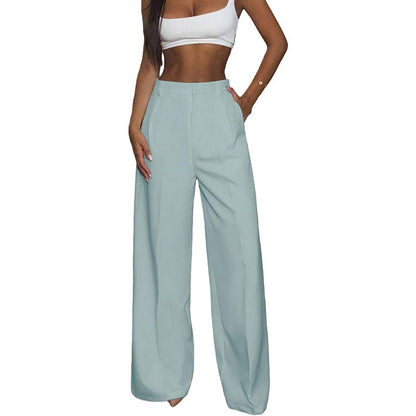 Pantalon taille haute à jambes larges pour femme