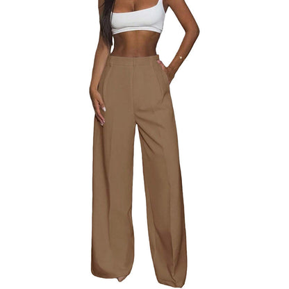 Pantalon taille haute à jambes larges pour femme