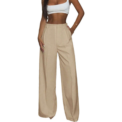 Pantalon taille haute à jambes larges pour femme