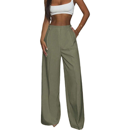 Pantalon taille haute à jambes larges pour femme