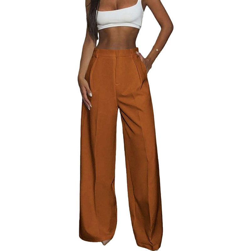 Pantalon taille haute à jambes larges pour femme