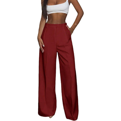Pantalon taille haute à jambes larges pour femme