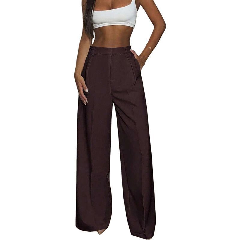 Pantalon taille haute à jambes larges pour femme