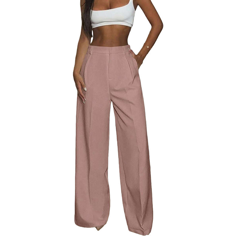 Pantalon taille haute à jambes larges pour femme