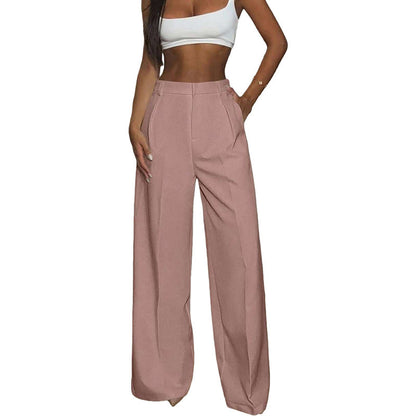 Pantalon taille haute à jambes larges pour femme