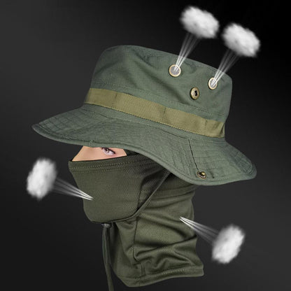 💎 50% DE RÉDUCTION ! 💎 Chapeau de Pêche Camouflage 2 en 1 avec Masque – Protection UPF 50+, Amovible & Respirant 🎣☀️