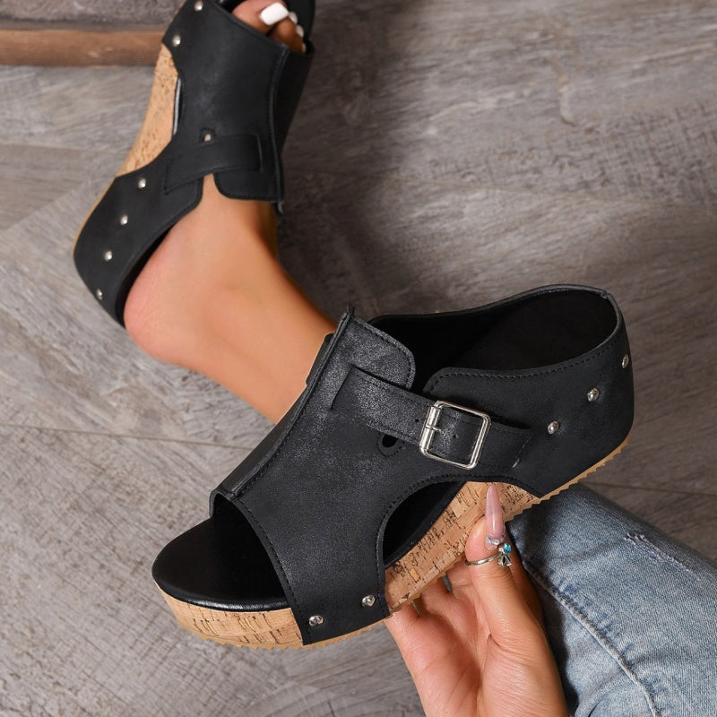 👡 60% de Réduction! 🌞 Sandales à Talons Compensés pour Femmes – Semelles Rembourrées, Légères & Confortables, Antidérapantes ✨