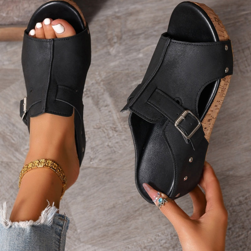 👡 60% de Réduction! 🌞 Sandales à Talons Compensés pour Femmes – Semelles Rembourrées, Légères & Confortables, Antidérapantes ✨