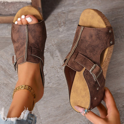 👡 60% de Réduction! 🌞 Sandales à Talons Compensés pour Femmes – Semelles Rembourrées, Légères & Confortables, Antidérapantes ✨