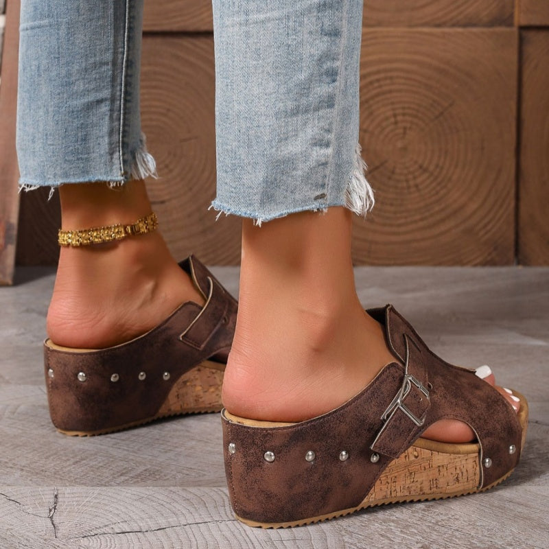 👡 60% de Réduction! 🌞 Sandales à Talons Compensés pour Femmes – Semelles Rembourrées, Légères & Confortables, Antidérapantes ✨