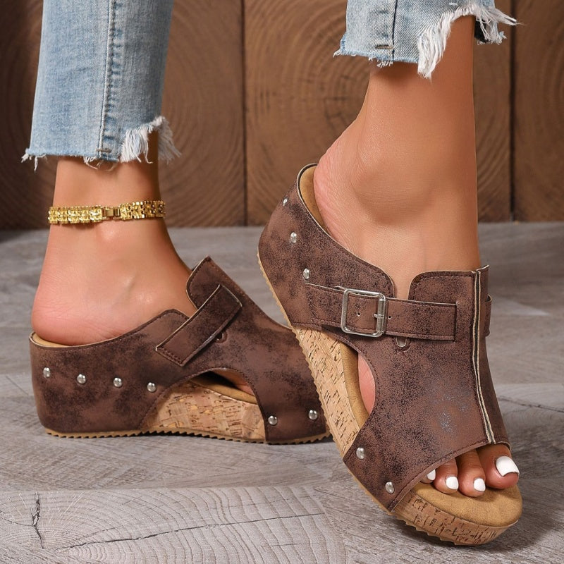 👡 60% de Réduction! 🌞 Sandales à Talons Compensés pour Femmes – Semelles Rembourrées, Légères & Confortables, Antidérapantes ✨