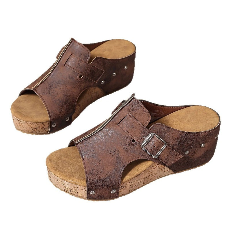 👡 60% de Réduction! 🌞 Sandales à Talons Compensés pour Femmes – Semelles Rembourrées, Légères & Confortables, Antidérapantes ✨
