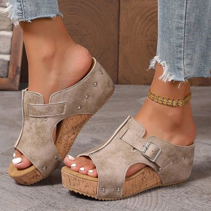 👡 60% de Réduction! 🌞 Sandales à Talons Compensés pour Femmes – Semelles Rembourrées, Légères & Confortables, Antidérapantes ✨
