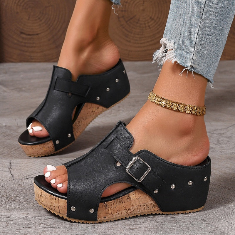 👡 60% de Réduction! 🌞 Sandales à Talons Compensés pour Femmes – Semelles Rembourrées, Légères & Confortables, Antidérapantes ✨