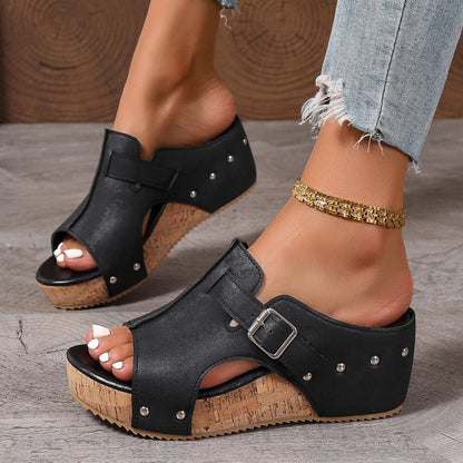 👡 60% de Réduction! 🌞 Sandales à Talons Compensés pour Femmes – Semelles Rembourrées, Légères & Confortables, Antidérapantes ✨