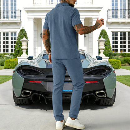 Ensemble pour homme composé d'un haut à col zippé et d'un pantalon à cordon coulissant
