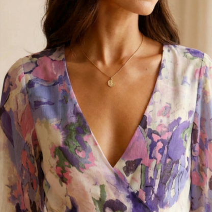 Mini-robe portefeuille à imprimé floral et encolure en V pour femme