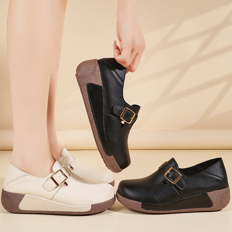 Mocassins à plateforme à bout rond pour femmes avec boucle