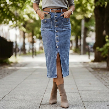 ☀️ INDISPENSABLE 2026 | Jupe Jean Taille Haute à Boutons | Look Vintage pour l‘Été 🌸【-50%】