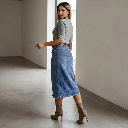 ☀️ INDISPENSABLE 2026 | Jupe Jean Taille Haute à Boutons | Look Vintage pour l‘Été 🌸【-50%】