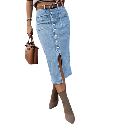 ☀️ INDISPENSABLE 2026 | Jupe Jean Taille Haute à Boutons | Look Vintage pour l‘Été 🌸【-50%】