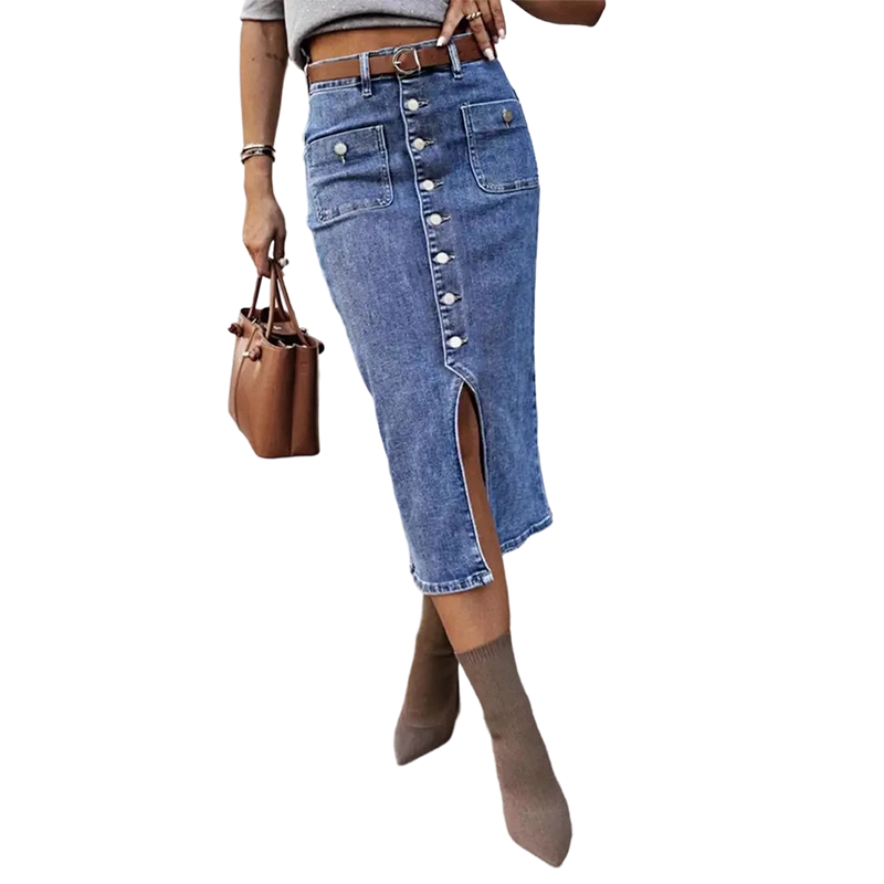 ☀️ INDISPENSABLE 2026 | Jupe Jean Taille Haute à Boutons | Look Vintage pour l‘Été 🌸【-50%】
