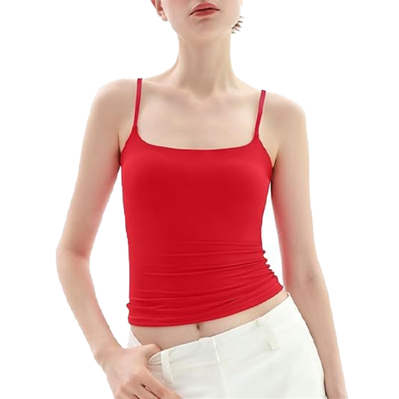 Débardeur à fines bretelles pour femme, coupe ajustée