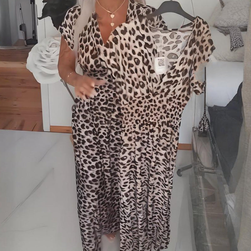 🐆 60% DE RÉDUCTION ! ✨ Robe à Col en V Imprimé Léopard pour Femme – Imprimé Tendance, Tissu Doux & Look Audacieux 💃