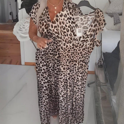 🐆 60% DE RÉDUCTION ! ✨ Robe à Col en V Imprimé Léopard pour Femme – Imprimé Tendance, Tissu Doux & Look Audacieux 💃