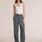 Pantalon taille haute à jambes larges et coupe ajustée